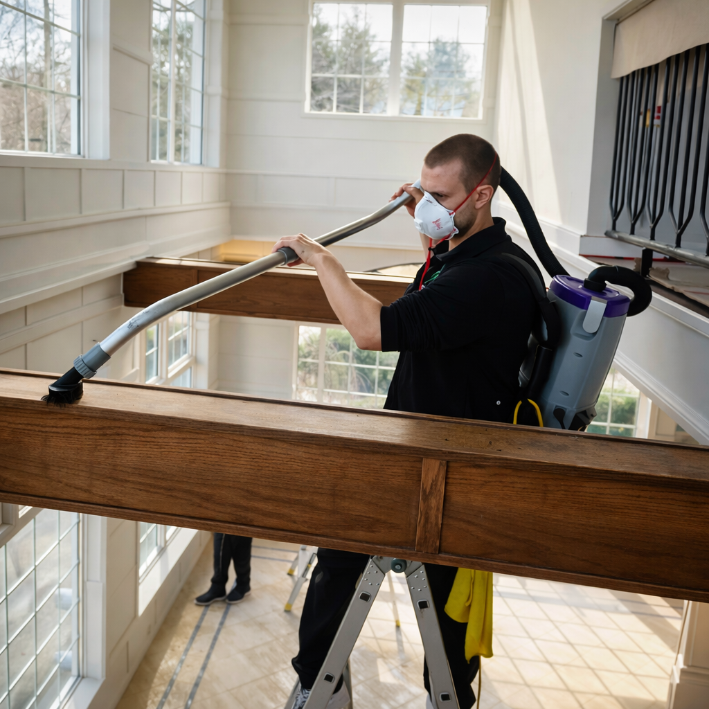 Post-construction cleaning Annapolis Valley — overhead detail work